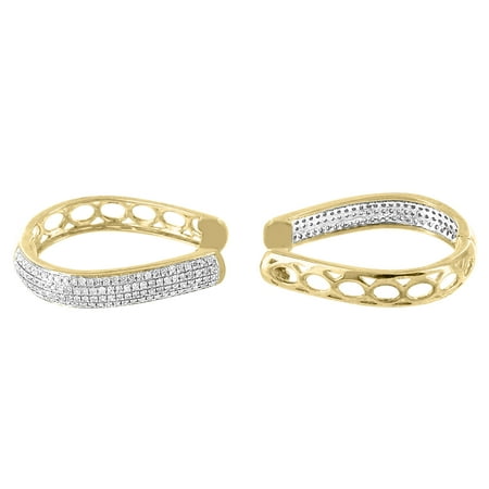 - Hoop Design Earrings Womens 10k Yellow Gold Pave Set Huggies 0.75 CT DIamonds