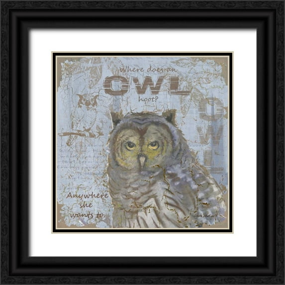 Phillips, Anita 26x26 Black Ornate Wood Framed with Double Matting Museum Art Print Titled - Where Does an Owl Hoot