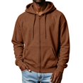thumbnail image 2 of Delconic Womens Fleece Lined Zip Up Hoodie Long Sleeve Drawstring Hooded Sweatshirt Loose Fit Casual Jacket Outerwear Coffee L, 2 of 5
