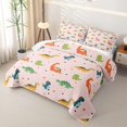 thumbnail image 3 of Homewish Cartoon Dinosaur Quilt King,Stars Polk Pots King Coverlet Set,Pink,3 Pieces, 3 of 7