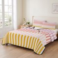 thumbnail image 2 of Twin XL Quilt Set 68''x98'', Colorful Stripe Lightweight Bedspread Coverlet Set with 2 Pillow Shams, Modern Pink Red Yellow Vertical Striped Breathable All Season Quilt Bedding for Dorm/Guest Room, 2 of 9
