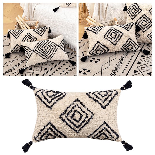 de almohada de tiro bohemio, de cojín de con mechones suaves, de cojín para el sofá del coche del hotel para hogar del Los 30x50cm BLESIY boho tiro fundas de almohada