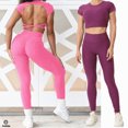 thumbnail image 2 of 2024 Pad Hollow BackTee Crop Tops mujeres de manga corta camisa de Yoga Fitness entrenamiento Top ropa de gimnasio ropa deportiva camisetas para correr, 2 of 5