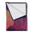 thumbnail image 2 of Synthwave Soft Flannel Fleece Throw Blanket, Striped Sun with Triangular Mountains Retro Checkered Ground Artwork, Cozy Plush for Indoor and Outdoor Use, 60" x 80", Plum Magenta Apricot, by Ambesonne, 2 of 5