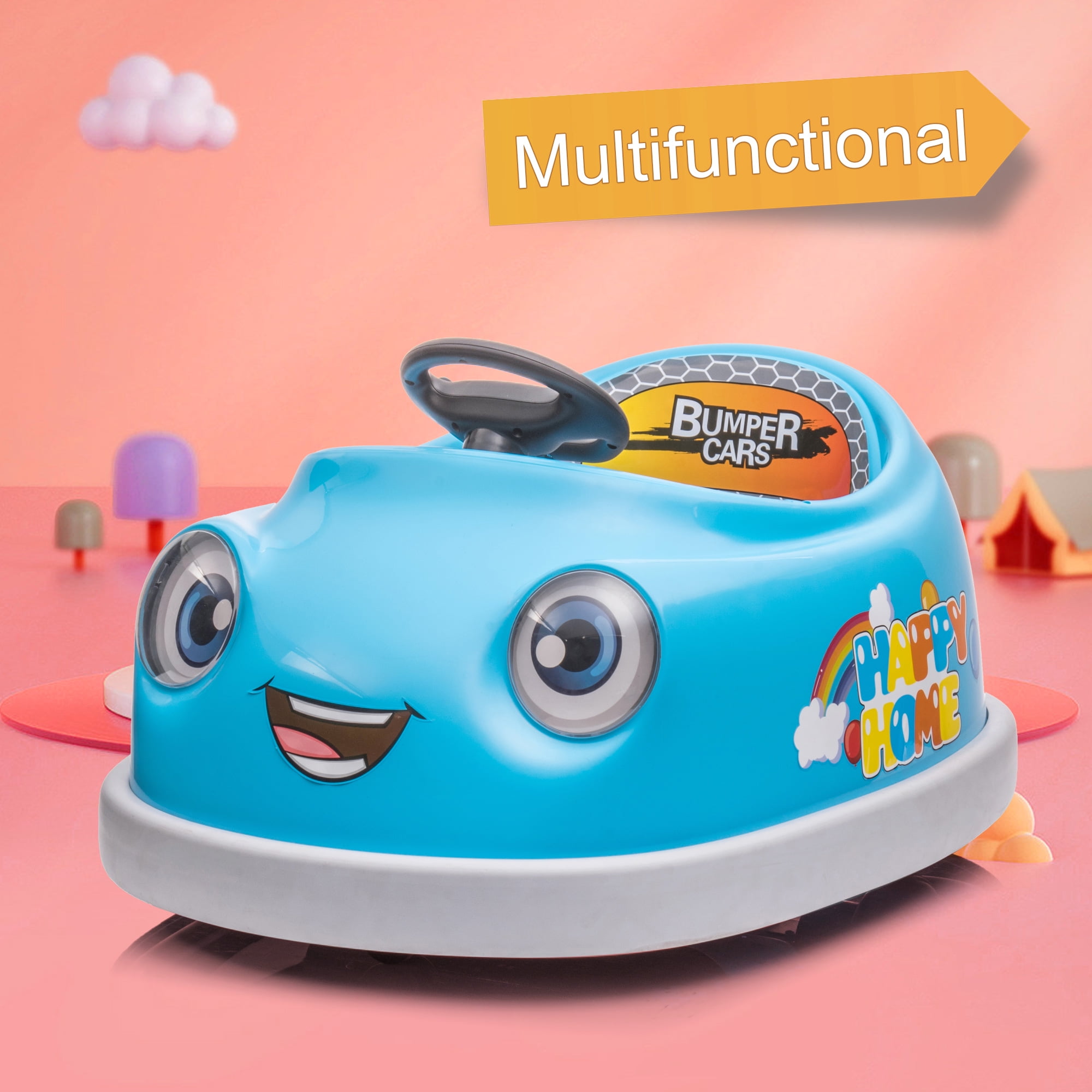 CIPACHO Ride On Bumper Car for Kids, 12V Electric Vehicle Ride on Toys with Remote Control, Colorful Flashing Lights, Battery Powered, with Pushrod Dinner Plate USB, Blue CIPACHO Ride On Bumper Car for Kids, 12V Electric Vehicle Ride on Toys with Remote Control, Colorful Flashing Lights, Battery Powered, with Pushrod Dinner Plate USB, Blue