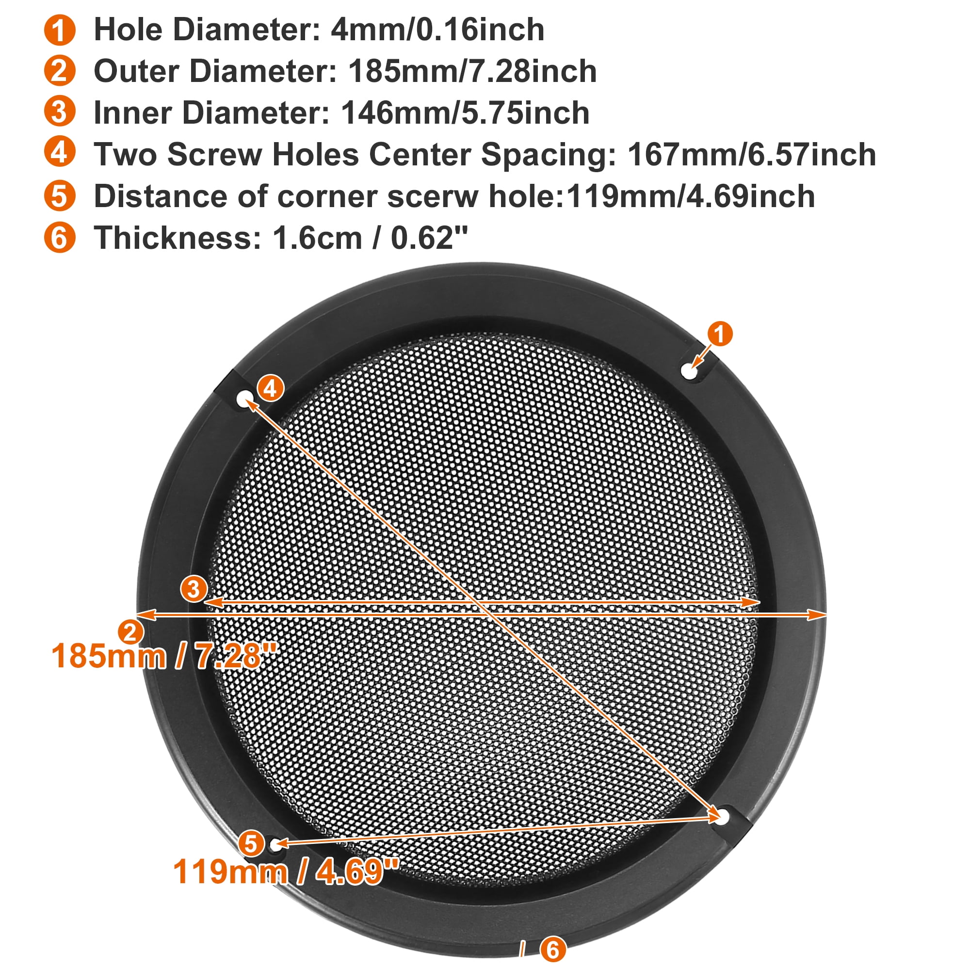 Unique Bargains Universal Speaker Grills Cover Mesh Guard 2Pcs 6.5"