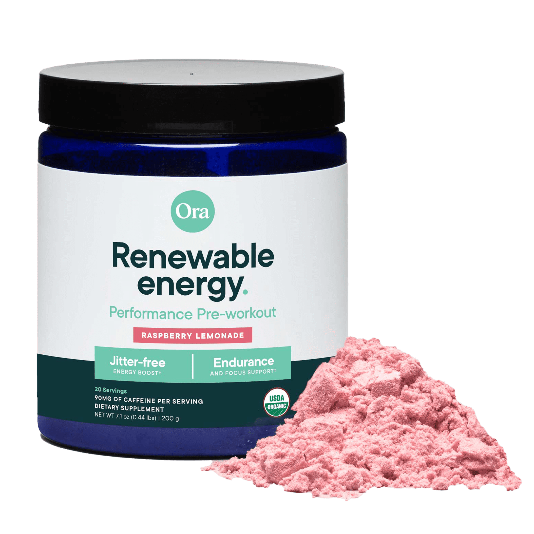 Ora Organic Plant Based Pre Workout Powder Raspberry Lemonade Renewable Energy 20 Servings Walmart Com