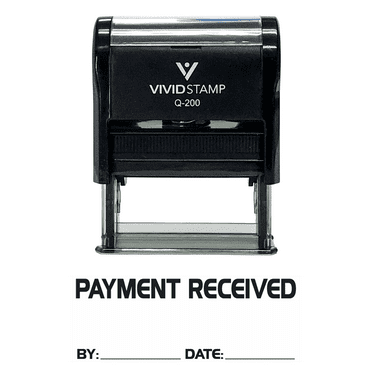 Vivid Stamp Payment Received By Date Self Inking Rubber Stamp (Black Ink) - Medium