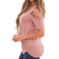 thumbnail image 2 of PALACLOTH Ladies Solid Color Short Sleeve Top Women's Round Neck T-shirt, 2 of 3