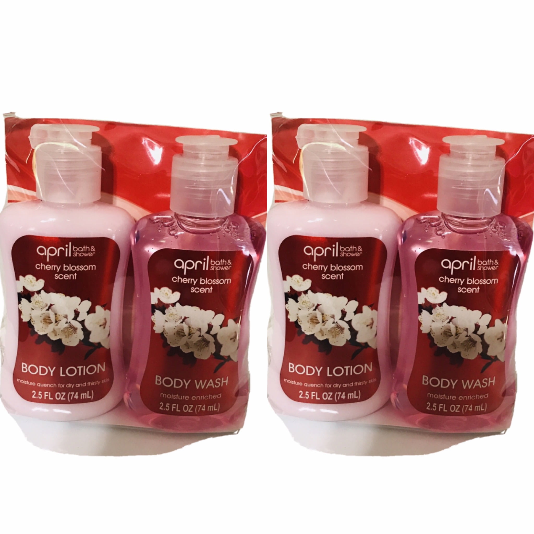 Cherry Blossom Scent Body Wash And Lotion Combo Travel Pack 2.5 oz Each