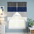 thumbnail image 6 of Navy Blue Grey Striped Kitchen Window Curtains, Swag Curtains Valance for Bedroom Living Room Bathroom, Farmhouse Modern Rod Pocket Window Treatment Curtain Block Drapes 2 Panels 36"x45", 6 of 9