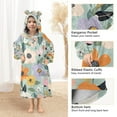 thumbnail image 3 of FORMRS Wearable Blanket Hoodie with Sleeves for Kids Cozy Flannel Sweatshirt, Green Floral Pattern, 3 of 7