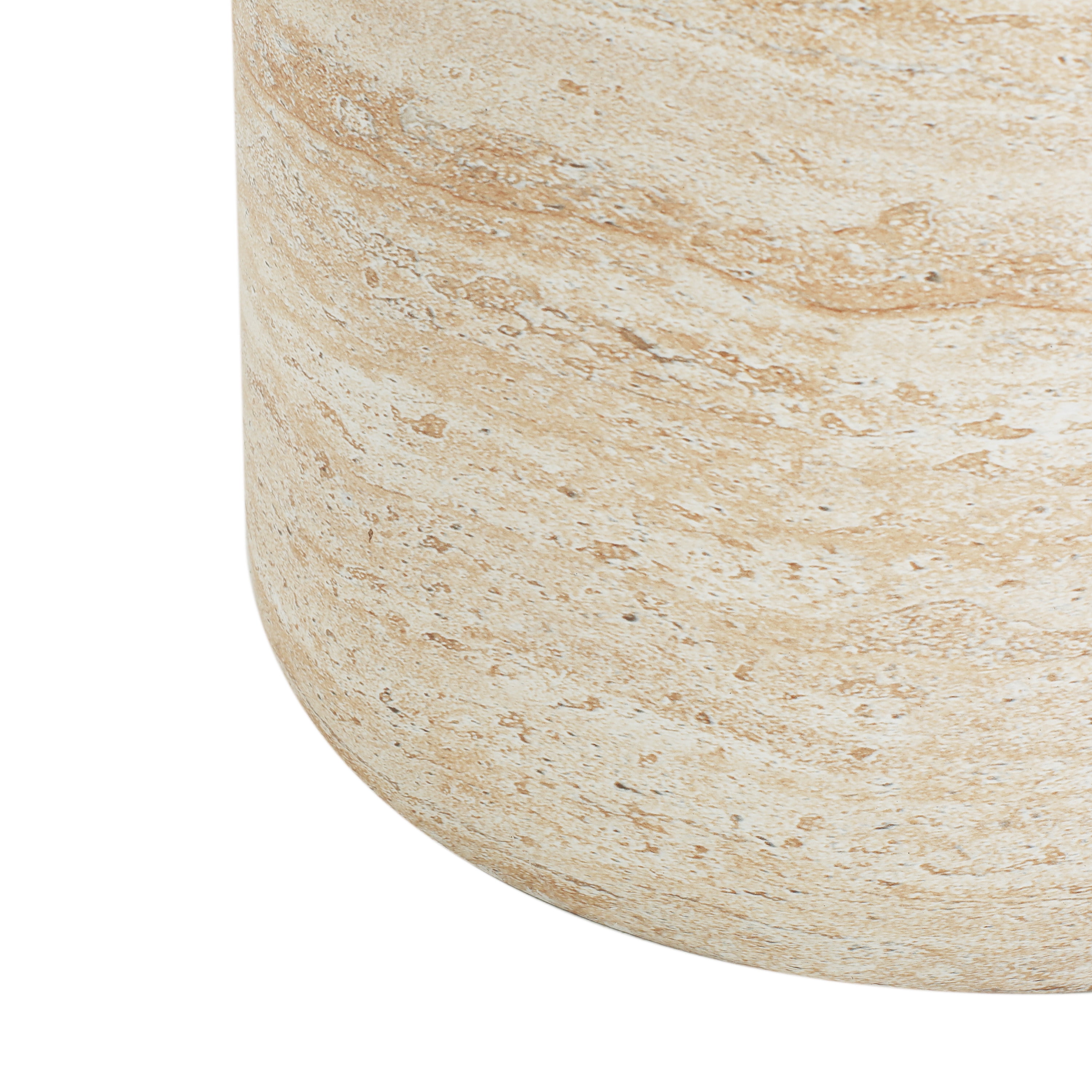 Euroco 16"H Outdoor Lightweight Concrete Side Table,Round Small End Table for Patio,Garden,Beige