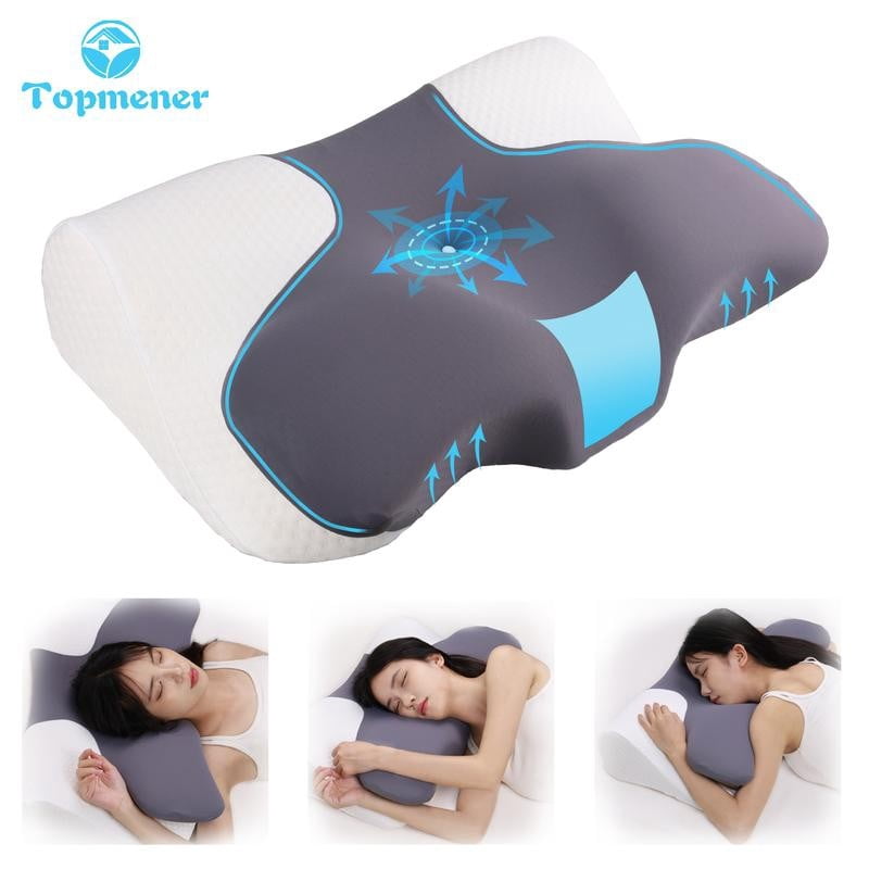 Orthopedic Cervical Memory Foam Pillow Butterfly Shape Bed Pillow Support Sleeping Pillow, Neck Pillows for Side Sleepers, Back/Stomach Sleepers for Neck and Shoulder Pain