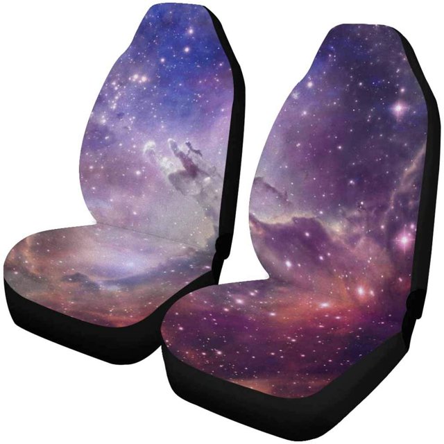 ABPHQTO Juego de 2 fundas para asientos de coche, campo de estrellas contra el espacio, Protector universal para asientos delanteros de coche, apto para coche, SUV, sedán, camión