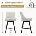 thumbnail image 6 of Ataucjin Bar Stools Set of 2, Modern Swivel Counter Height Bar Stools with Back and Wood Legs, Unholstered Barstools for Kitchen Island, 26" H Seat, 6 of 7