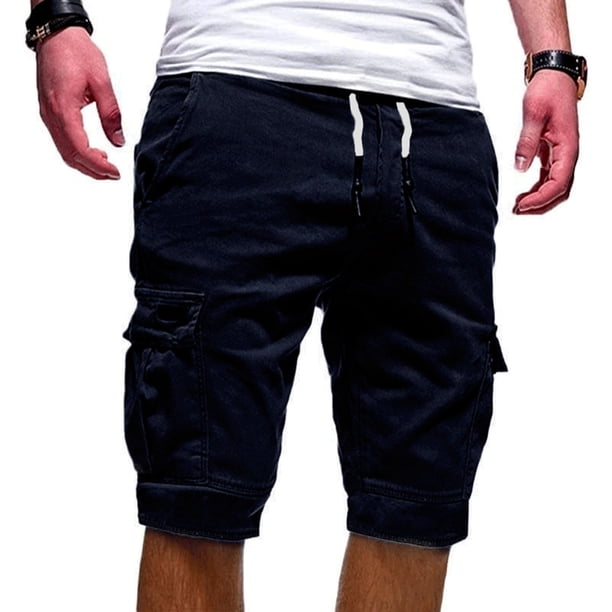 Pantalones deportivos largos para hombre, de color puro, informales, holgados, con cordón, de algodón