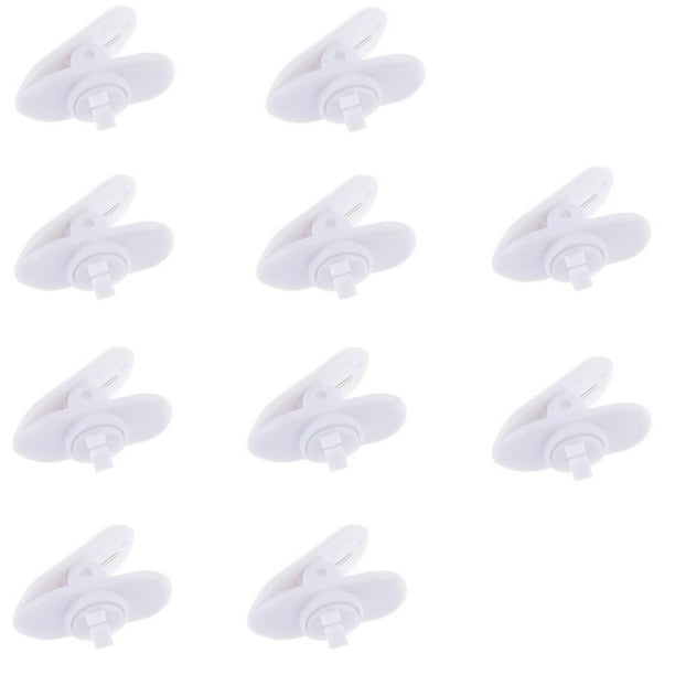 Lote de 10 auriculares con micrófono de solapa, cable de sujeción con clip, organizador Blanco