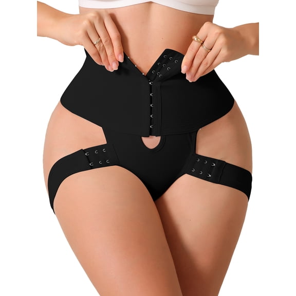 INSPIRE CHIC Plus Size Shapewear Thongs for Women Hollow Out Adjustable Butt Lifting Straps Body Shaper High Waist Underwear M Black