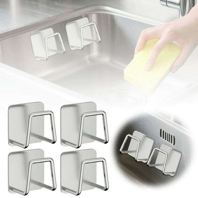 Binwennn Kitchen Drainer for above Telescopic 2 in 1 Storage Rack Holder Kitchen Caddy Stainless Steel Sponge Bracket For Kitchen Proof Brushed Sponge Storage Wall/ Mounted Design No