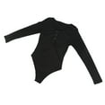 thumbnail image 3 of Traje de noche elegante, ajustado, de manga larga y con cierre a presión: mono de punto con cuello en V negro, talla M, 3 of 8