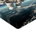 thumbnail image 2 of Ambesonne Galaxy Fitted Sheet, Astronaut Floats Outer Space, Full Size, Grey Blue, 2 of 3