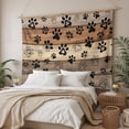 thumbnail image 3 of Brown Beige Large Tapestry for Bedroom Wall Hanging Tapestry, Rustic Farmhouse Dog Paw Vintage Ceiling Backdrop Tapestries Poster Blanket Wall Decor for Teens Room Living Room Dorm 100" x 59", 3 of 8