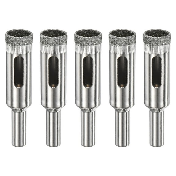 5-Pack Diamond Hole Saw Drill Bit, 0.47 Inch / 12mm Glass Drill Bit for Ceramic/Marble [Silver Tone]