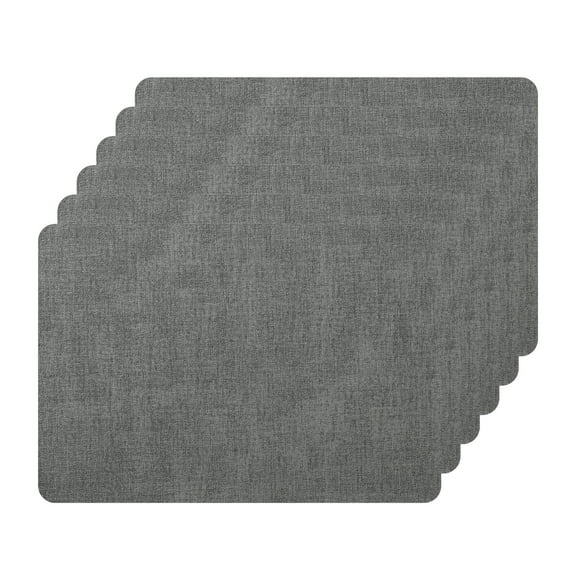 Unique Bargains Set of 6 Faux Leather Heat Resistant Waterproof Dining PU Place Mats Dark Grey