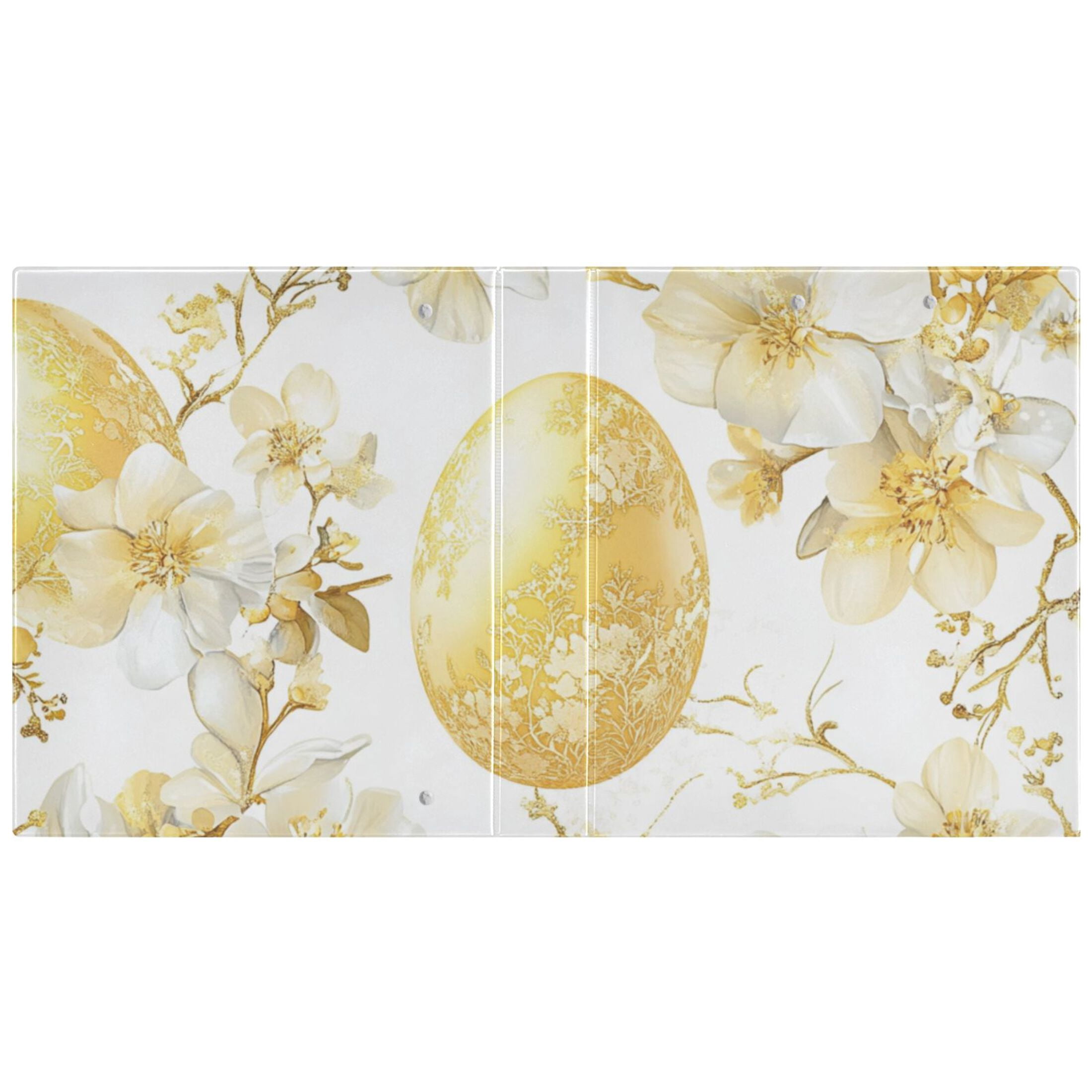 Gold Easter Eggs Flowers 3 Ring Binders 1.5 inch Hardcover File Folders with Interior Pockets A4 Size Organizer for School Office Hospital Set of 2