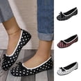 thumbnail image 2 of Qingpeng Womens Polka Dot Ballet Flats Square Toe Bow Knot Slip On Elegant Dressy Shoes for Summer Outdoor Walking, 2 of 9