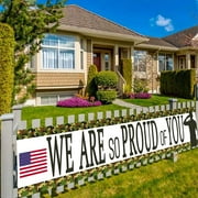 Camouflage We Are So Proud Of You Backdrop Banner, Veterans Day Memorial Day Independence Day Deployment Returning Back Military Army Retirement Party Decor