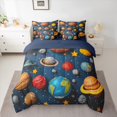 thumbnail image 2 of Manfei Colorful Planet 7pcs Bedding Comforter Set,Oil Painting Aesthetic Queen Bedding Sets,Cartoon Stars Print Queen Sheet Sets For Boys Kids,Microfiber Bedroom Decor Reversible, 2 of 8