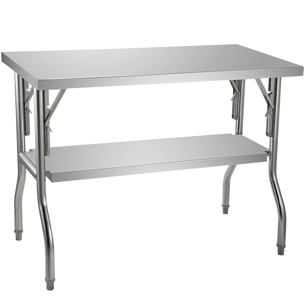 VEVOR Commercial Worktable Workstation 48 x 24 inch Folding Commercial 48 Inch Stainless Steel Prep Table