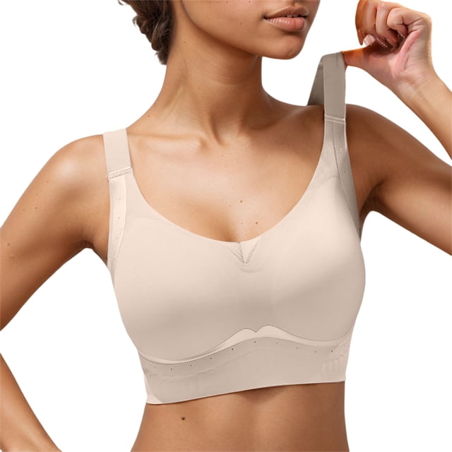 Brasier Tela de Mantequilla Sujetador Deportivo para Mujer, Acolchado, sin Costuras, Elástico, para Dormir, Cómodo, de Compresión, con Realce de Aire, Soporte Completo, para Uso Diario Grande