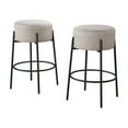 thumbnail image 6 of LuXeo Danica 29" Barstool Black Steel Legs with Beige Fabric Upholstered Seat (Set of 2), 6 of 10