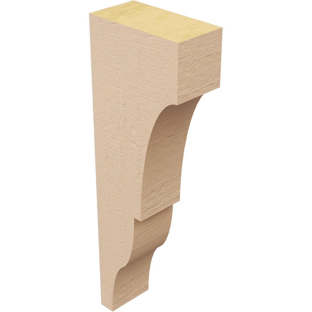2"W x 4"D x 12"H Thin Asheboro Rough Cedar Woodgrain TimberThane Corbel, Primed Tan