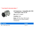 thumbnail image 2 of A/C Compressor - Compatible with 1995 - 1998 Toyota T100 3.4L V6 1996 1997, 2 of 2