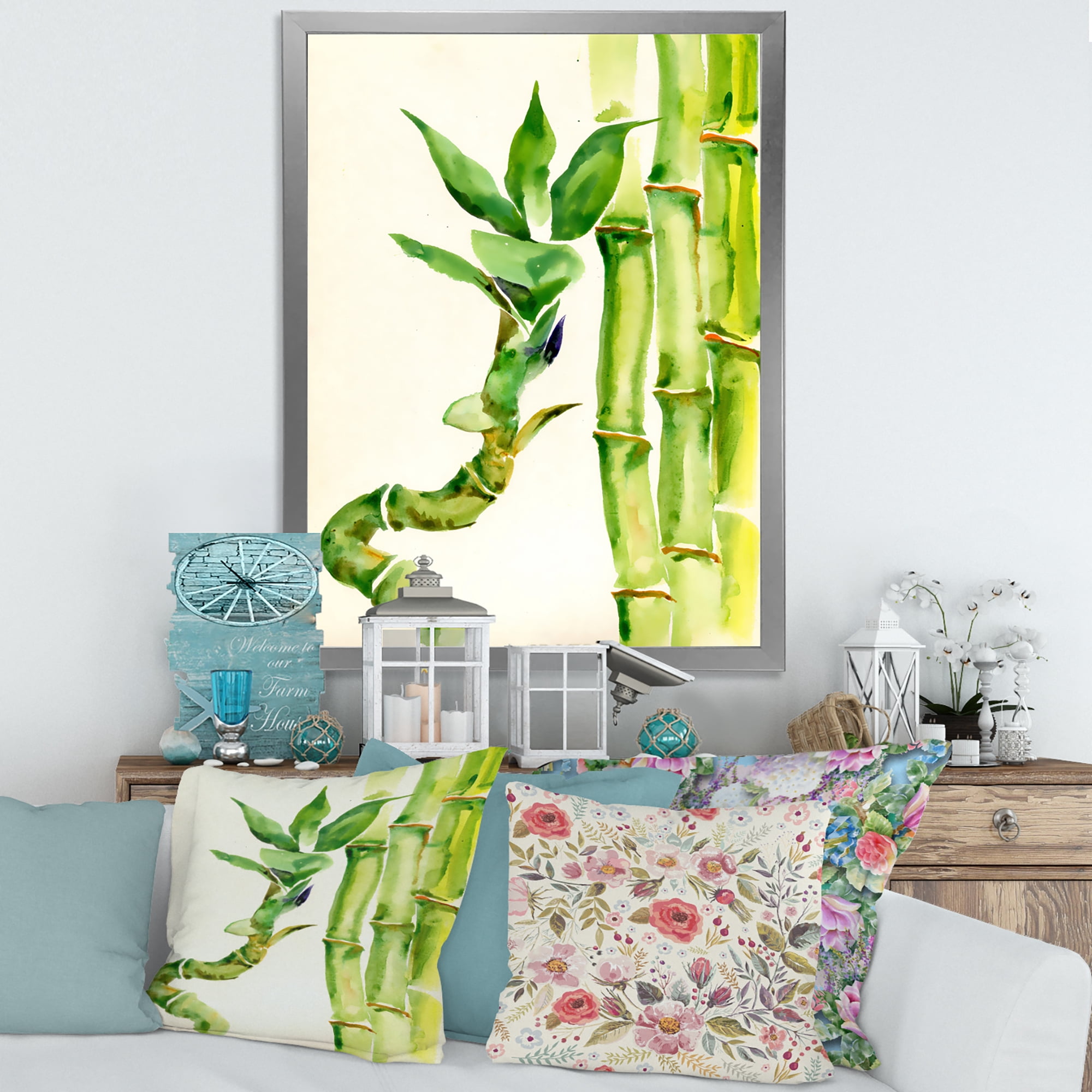 Designart 'The Forest of Bamboo Branches VI' Tropical Framed Art Print