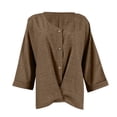 thumbnail image 3 of zbxnLI Fall Tops for Women Casual Button down Shirts V Neck Long Sleeve Loose Lightweight Dressy Blouses, 3 of 6