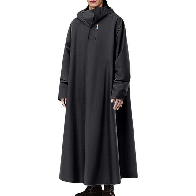 Lovzfmll PVC Raincoat for Men, Pullover Half Button, Long Waterproof, Storm Rainwear, Hiking Gear, Men's Rain Jacket