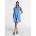 thumbnail image 3 of Time and Tru Women's Tiered Mini Dress with Flutter Sleeves, Sizes XS-XXXL, 3 of 6