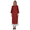 thumbnail image 5 of Bimba Mandarin Collar W/ Pintucked Neck CottonÂ&nbsp;KurtiÂ&nbsp;For Womenâ€™s Indian Ethnic Straight Solid Kurta, 5 of 7