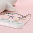 thumbnail image 5 of Fashion Anti-Blue Light Half Moon Reading Glasses for Women and Men Blue Triangle HD Presbyopic Glasses Small Frame Spring Hinge Readers +3.50, 5 of 6