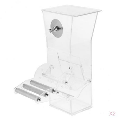 2x No-Mess Bird Feeder Parrot Automatic Feeder with Perch Cage Accessories