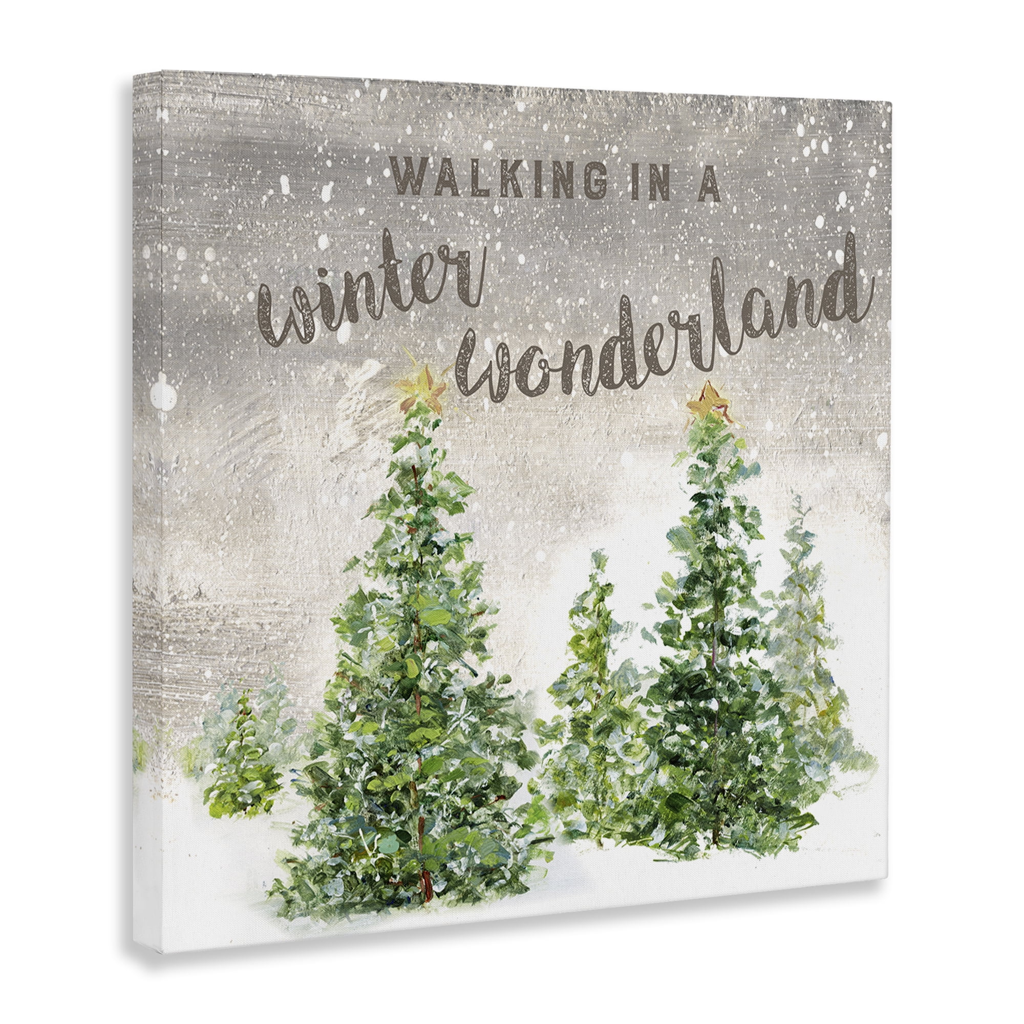 Stupell Industries Winter Wonderland Trees Holiday Painting Gallery Wrapped Canvas Art Prints Wall Art, 36 x 36