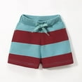 thumbnail image 3 of Odeerbi 2-7Y Toddler Boys Cotton Shorts Color Block Striped Shorts Children's Summer Drawstring Smocked Waist Shorts Solid Color Lace-Up Shorts Blue, 3 of 6