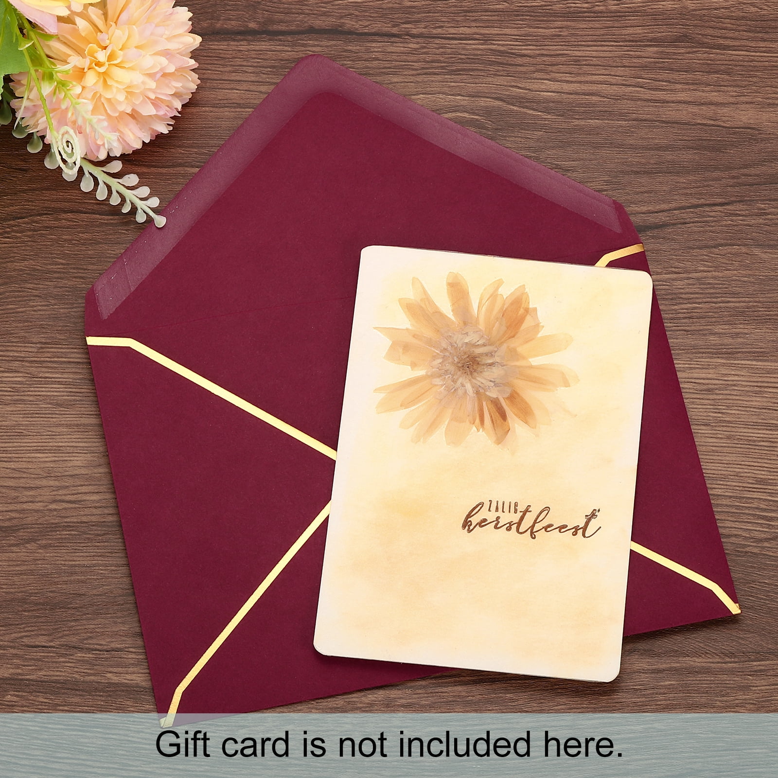 Unique Bargains A7 Envelopes Card V Flap Envelopes with Gold Border for Gift Cards Red, Gold