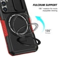 thumbnail image 3 of Allytechgroup Magnetic Case for Samsung Galaxy S25+ with Lens Slide Cover, [Non-Slip] [Military Grade Protection] Slim Shockproof Ring Stand Case Support Wireless Charging, Red+Black, 3 of 10