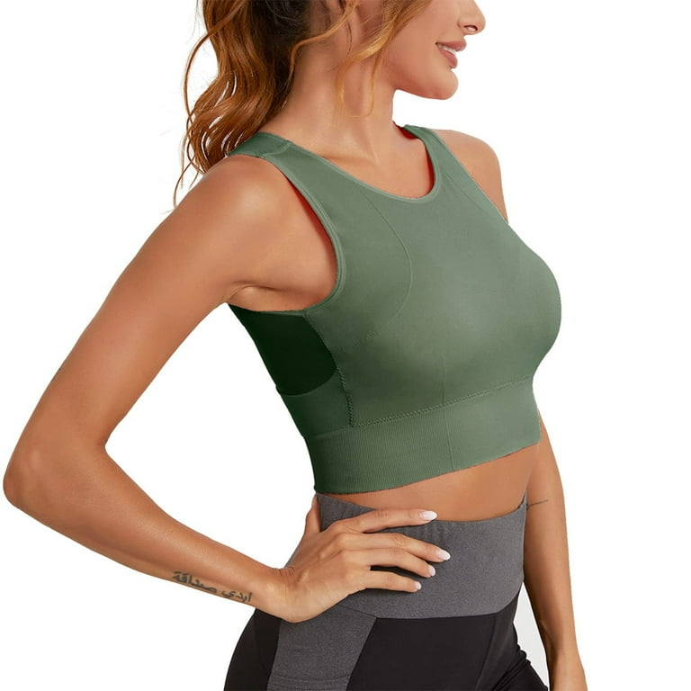 vbnergoie Sports Bras For Women Mesh Sports Bra Tank Top Padded Yoga Bras  Workout Tops Crop Top Sports Bra Thick Bra